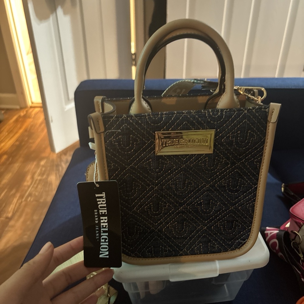 True Religion Black and Tan Women's Bag